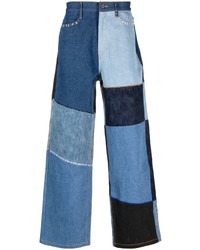 Мужские голубые джинсы в стиле пэчворк от Ader Error