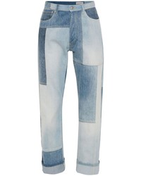 Мужские голубые джинсы в стиле пэчворк от Alexander McQueen