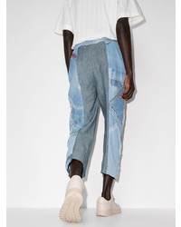 Мужские голубые джинсы в стиле пэчворк от By Walid