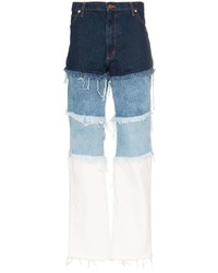 Мужские голубые джинсы в стиле пэчворк от DUOltd