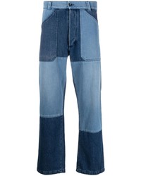 Мужские голубые джинсы в стиле пэчворк от Etro