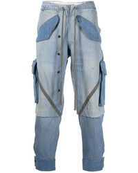 Мужские голубые джинсы в стиле пэчворк от Greg Lauren