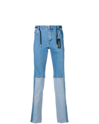 Мужские голубые джинсы в стиле пэчворк от Icosae