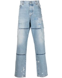 Мужские голубые джинсы в стиле пэчворк от Marcelo Burlon County of Milan
