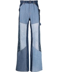 Мужские голубые джинсы в стиле пэчворк от Marine Serre