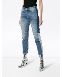 Женские голубые джинсы в стиле пэчворк от Golden Goose Deluxe Brand