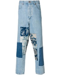 Мужские голубые джинсы в стиле пэчворк от Natural Selection