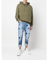 Мужские голубые джинсы в стиле пэчворк от DSQUARED2