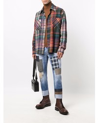 Мужские голубые джинсы в стиле пэчворк от DSQUARED2