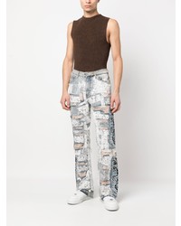 Мужские голубые джинсы в стиле пэчворк от Who Decides War