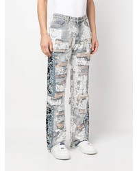 Мужские голубые джинсы в стиле пэчворк от Who Decides War