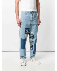 Мужские голубые джинсы в стиле пэчворк от Natural Selection