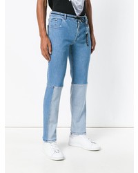 Мужские голубые джинсы в стиле пэчворк от Icosae