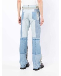 Мужские голубые джинсы в стиле пэчворк от Misbhv