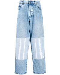 Мужские голубые джинсы в стиле пэчворк от Zilver