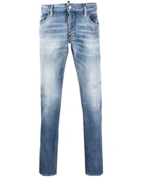 Мужские голубые джинсы с вышивкой от DSQUARED2