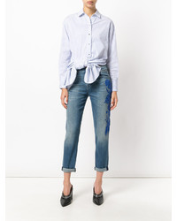 Женские голубые джинсы с вышивкой от 7 For All Mankind