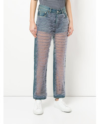 Женские голубые джинсы с вышивкой от Tu Es Mon Trésor