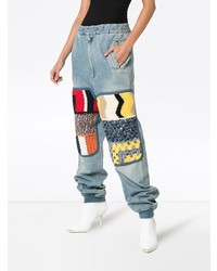 Женские голубые джинсы с вышивкой от Ambush