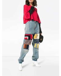 Женские голубые джинсы с вышивкой от Ambush