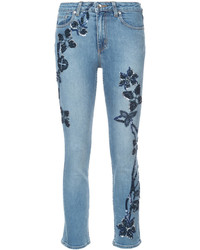 Женские голубые джинсы с вышивкой от JONATHAN SIMKHAI