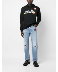 Мужские голубые джинсы с вышивкой от DSQUARED2