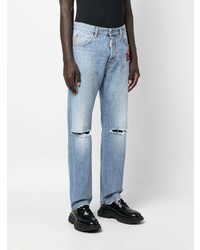Мужские голубые джинсы с вышивкой от DSQUARED2