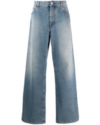 Мужские голубые джинсы с вышивкой от Marcelo Burlon County of Milan