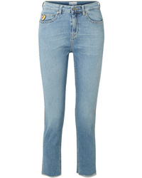 Женские голубые джинсы с вышивкой от Mira Mikati