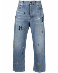 Мужские голубые джинсы с вышивкой от Nick Fouquet