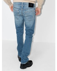 Мужские голубые джинсы с вышивкой от True Religion