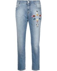 Женские голубые джинсы с вышивкой от Stella McCartney