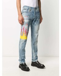 Мужские голубые джинсы с вышивкой от Philipp Plein
