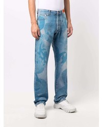 Мужские голубые джинсы с камуфляжным принтом от Heron Preston