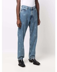 Мужские голубые джинсы с принтом от Martine Rose