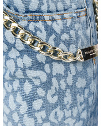 Женские голубые джинсы с принтом от Philipp Plein