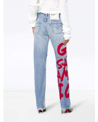 Женские голубые джинсы с принтом от R13