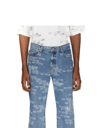 Мужские голубые джинсы с принтом от We11done