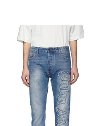 Мужские голубые джинсы с принтом от Palm Angels