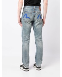Мужские голубые джинсы с принтом от Evisu