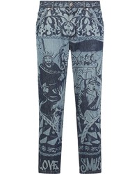 Мужские голубые джинсы с принтом от Dolce & Gabbana