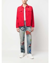 Мужские голубые джинсы с принтом от Rhude