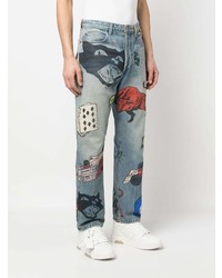 Мужские голубые джинсы с принтом от Rhude