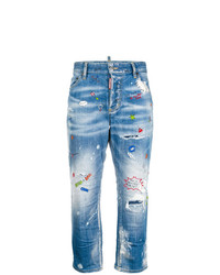 Женские голубые джинсы с принтом от Dsquared2
