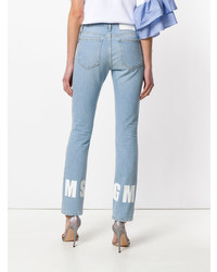 Женские голубые джинсы с принтом от MSGM