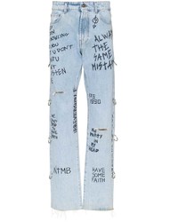 Мужские голубые джинсы с принтом от Faith Connexion