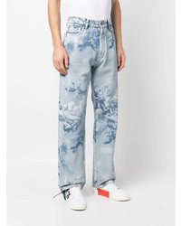 Мужские голубые джинсы с принтом от Off-White