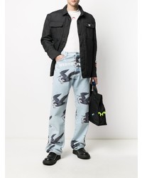 Мужские голубые джинсы с принтом от Heron Preston