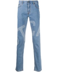 Мужские голубые джинсы с принтом от Just Cavalli