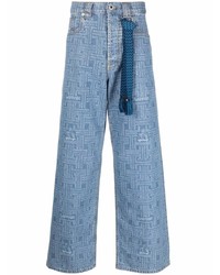Мужские голубые джинсы с принтом от Lanvin